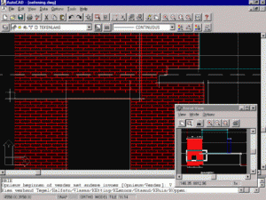 Tekening in AutocAD van metselwerk in halfsteensverband