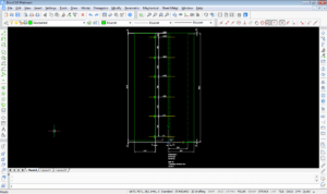 Automatisch gegenereerde BricsCAD tekening met scharnierboringen voor draaideurkasten