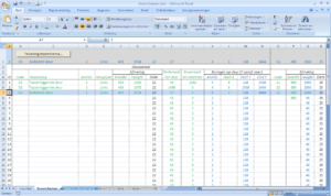 Excel werkblad voor berekenen van scharnierboringen voor draaideurkasten